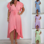 ❤️‍🔥2025 New Arrival-50% Off💖Women's Resort Style V-Neck Polka Dot Ruffle Sleeve Dress