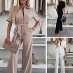 Summer outfit! 🌸 Women's belted button jumpsuit, 71% OFF for a laid-back chic look.