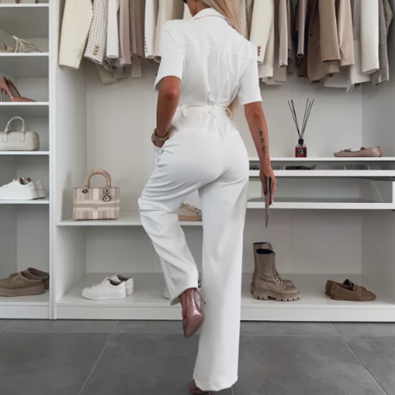 Summer outfit! 🌸 Women's belted button jumpsuit, 71% OFF for a laid-back chic look.