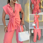 ✨ Waisted top × casual wide-leg trouser set unlocks a balanced aesthetic 👚👖 of sophistication and relaxation