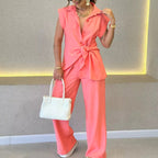 ✨ Waisted top × casual wide-leg trouser set unlocks a balanced aesthetic 👚👖 of sophistication and relaxation