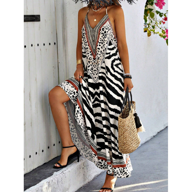 ⏰Limited - Time Zebra Leopard Print Slip Maxi Dress - Grab Yours Now