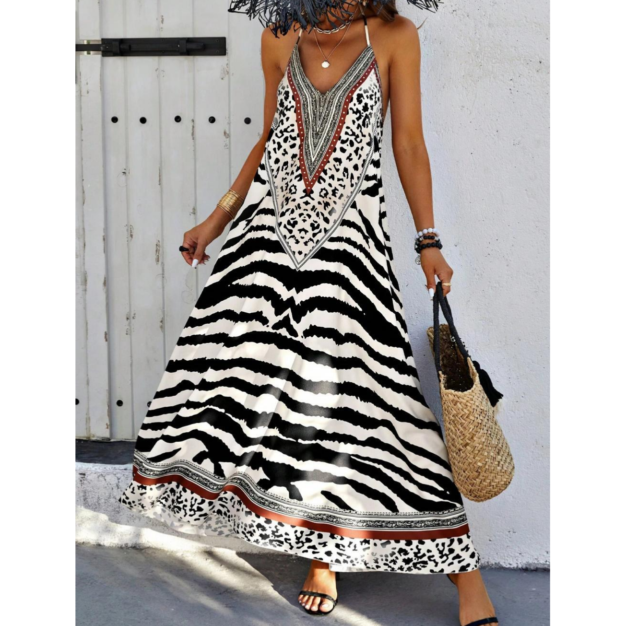 ⏰Limited - Time Zebra Leopard Print Slip Maxi Dress - Grab Yours Now