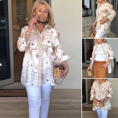 🤩 Ladies' long-sleeved loose button shirt 👚 casually stylish, get it with one click!