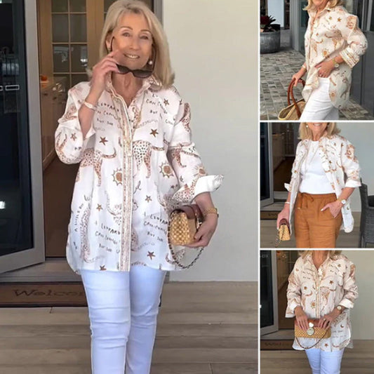 🤩 Ladies' long-sleeved loose button shirt 👚 casually stylish, get it with one click!