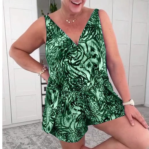 🔥 Last Day! 58% Off Sleeveless V - Neck Printed Swimsuit – Beach Ready☀️