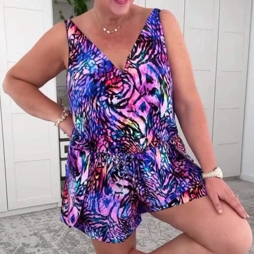 🔥 Last Day! 58% Off Sleeveless V - Neck Printed Swimsuit – Beach Ready☀️