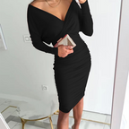 💥Sizzling Hot! Women's Ruched V-Neck Bodycon Dress — Sculpt Your Curve🔥
