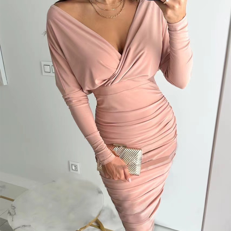 💥Sizzling Hot! Women's Ruched V-Neck Bodycon Dress — Sculpt Your Curve🔥
