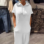 🎯 Factory direct supply ✨ for ladies solid color hooded short sleeve long skirt |