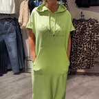 🎯 Factory direct supply ✨ for ladies solid color hooded short sleeve long skirt |