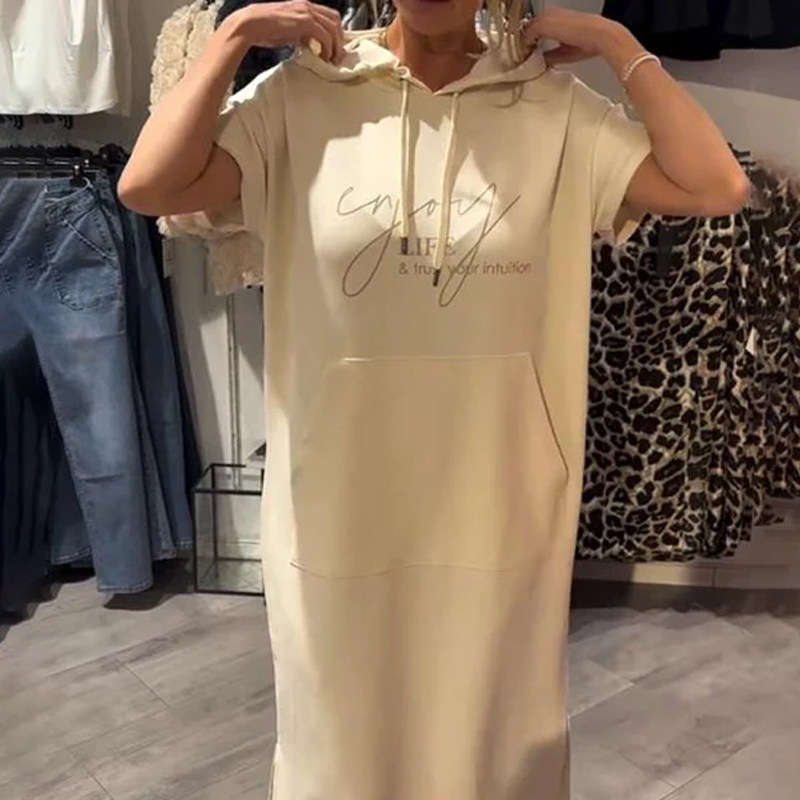 🎯 Factory direct supply ✨ for ladies solid color hooded short sleeve long skirt |