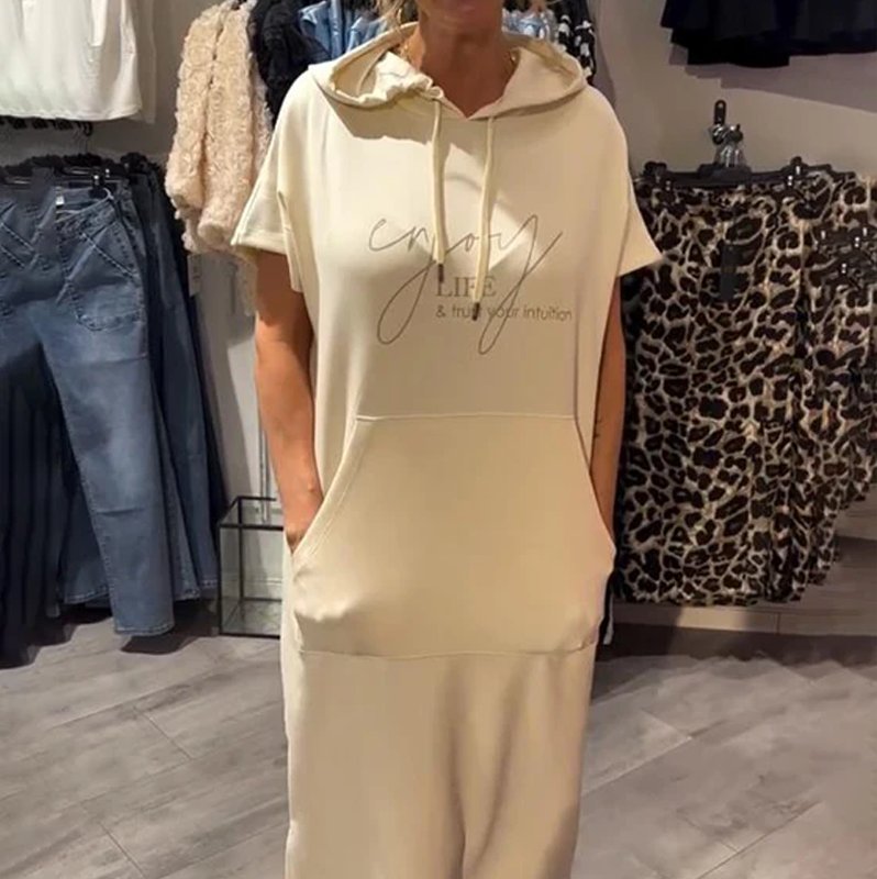 🎯 Factory direct supply ✨ for ladies solid color hooded short sleeve long skirt |