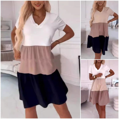 🌸 Contrasting V-neck long skirt|One click to grasp the sense of 💫 relaxation