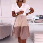 🌸 Contrasting V-neck long skirt|One click to grasp the sense of 💫 relaxation