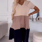 🌸 Contrasting V-neck long skirt|One click to grasp the sense of 💫 relaxation