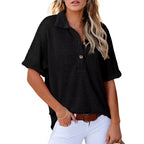 🎀Brand - New! Women's Lapel Loose Short Sleeve Top - A Fashion Must - Have 🌈
