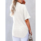 🎀Brand - New! Women's Lapel Loose Short Sleeve Top - A Fashion Must - Have 🌈