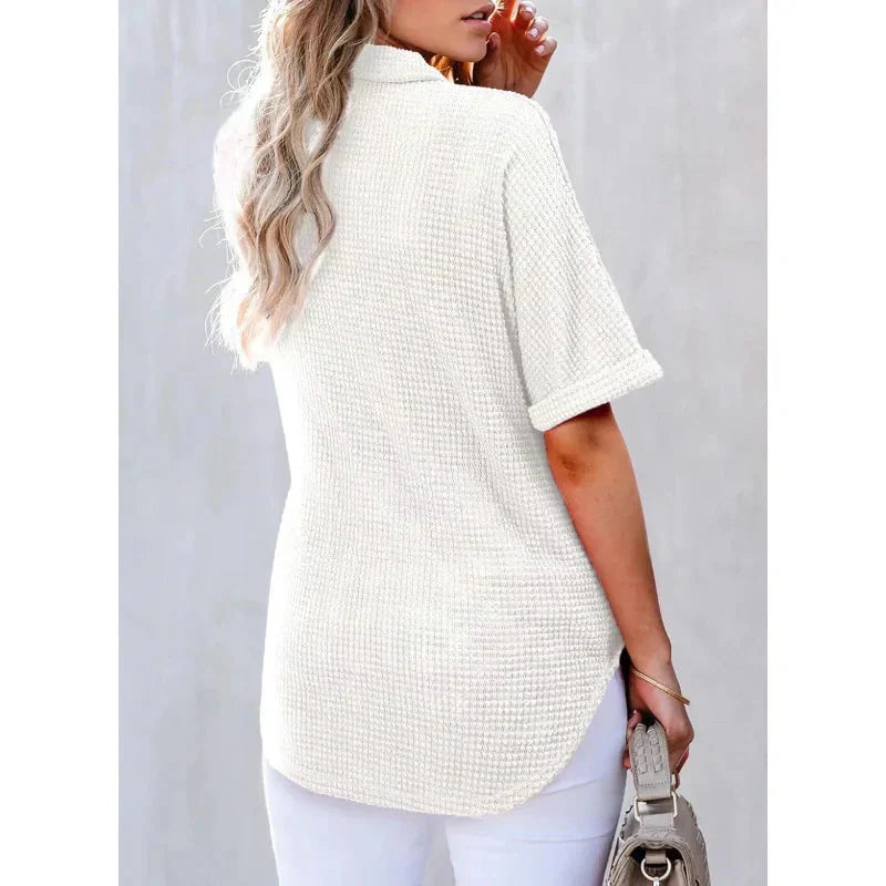 🎀Brand - New! Women's Lapel Loose Short Sleeve Top - A Fashion Must - Have 🌈