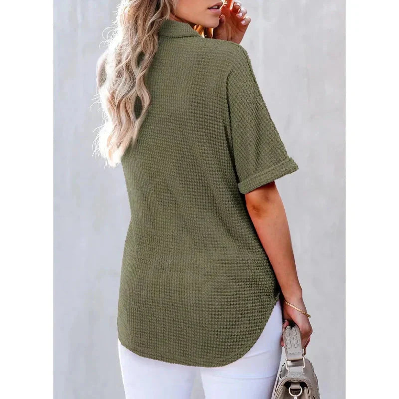 🎀Brand - New! Women's Lapel Loose Short Sleeve Top - A Fashion Must - Have 🌈