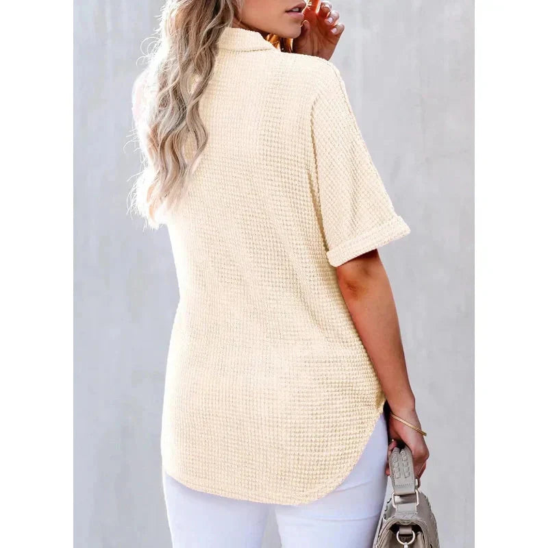 🎀Brand - New! Women's Lapel Loose Short Sleeve Top - A Fashion Must - Have 🌈