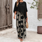 ⏰ 67% off for a limited time! 🌸 Five-quarter-sleeve top & printed trousers set