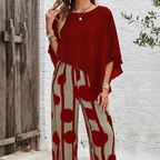 ⏰ 67% off for a limited time! 🌸 Five-quarter-sleeve top & printed trousers set