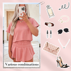 🛍️ Casual T-shirt × skirt two-piece set, casual and chic one-click get!