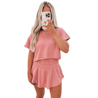 🛍️ Casual T-shirt × skirt two-piece set, casual and chic one-click get!