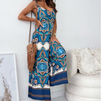 👗 Women's trend-printed open-back jumpsuit|tassel belt design, unlocking the sense of ✨ chic vibe