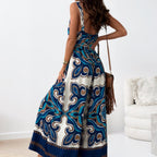 👗 Women's trend-printed open-back jumpsuit|tassel belt design, unlocking the sense of ✨ chic vibe