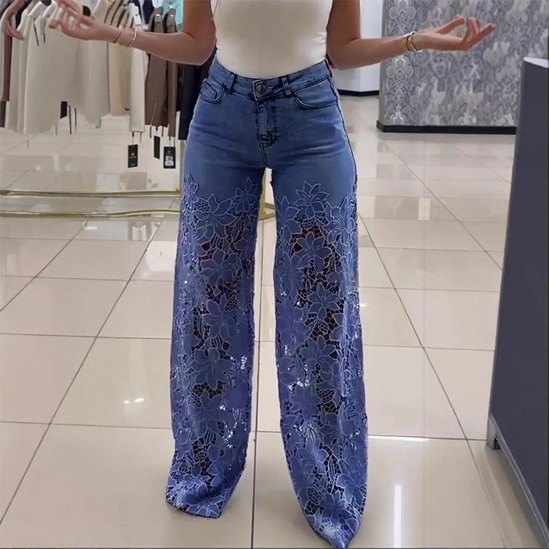 🌸 The lace splicing is absolutely stunning! Summer fashion denim, walking with the wind 💃