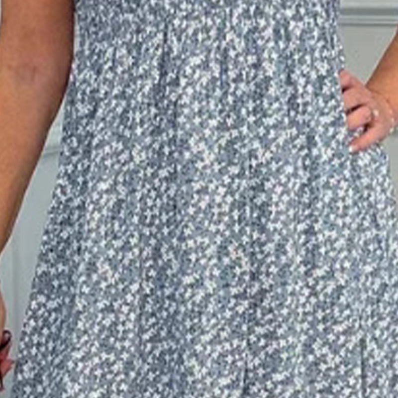 🌸French elegance! Floral high-waisted dress |💃