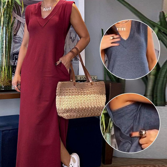 🌸New Arrival 55%OFF【S~XL】💕Women's V-Neck Sleeveless Split Maxi Dress