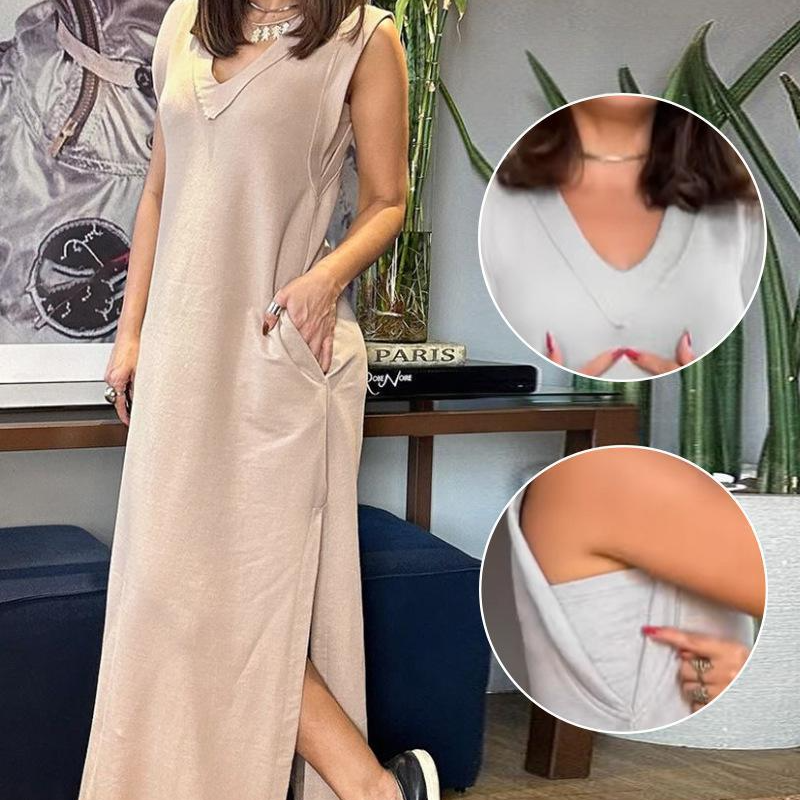 🌸New Arrival 55%OFF【S~XL】💕Women's V-Neck Sleeveless Split Maxi Dress