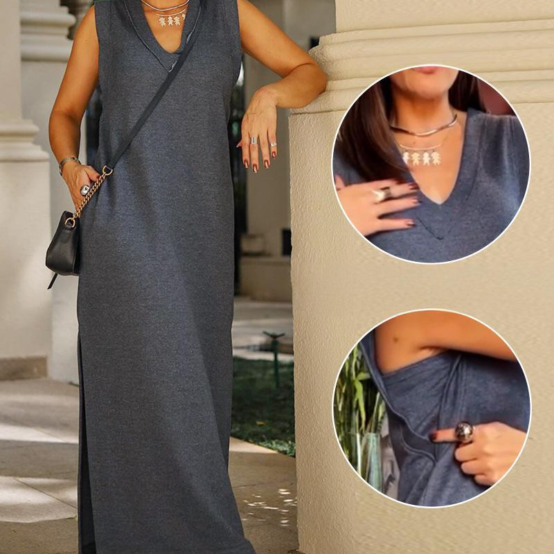 🌸New Arrival 55%OFF【S~XL】💕Women's V-Neck Sleeveless Split Maxi Dress