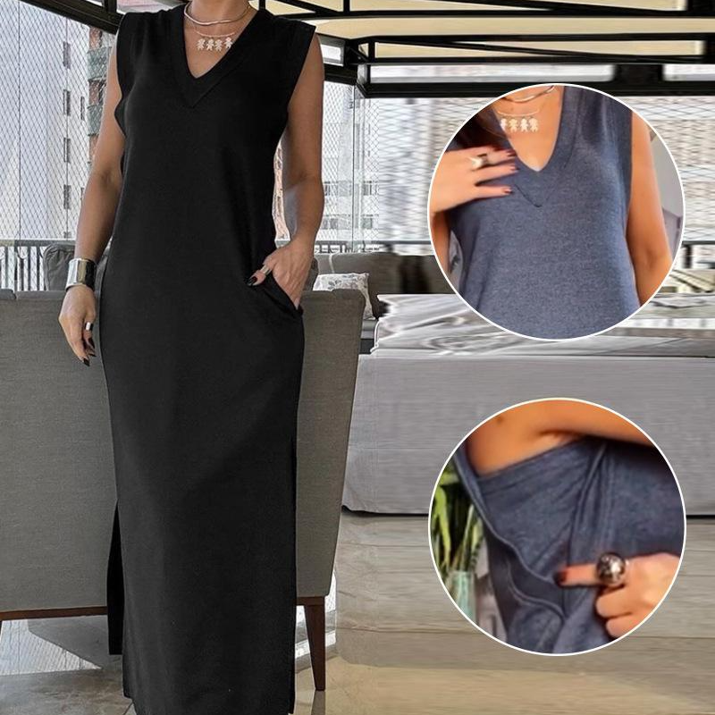 🌸New Arrival 55%OFF【S~XL】💕Women's V-Neck Sleeveless Split Maxi Dress