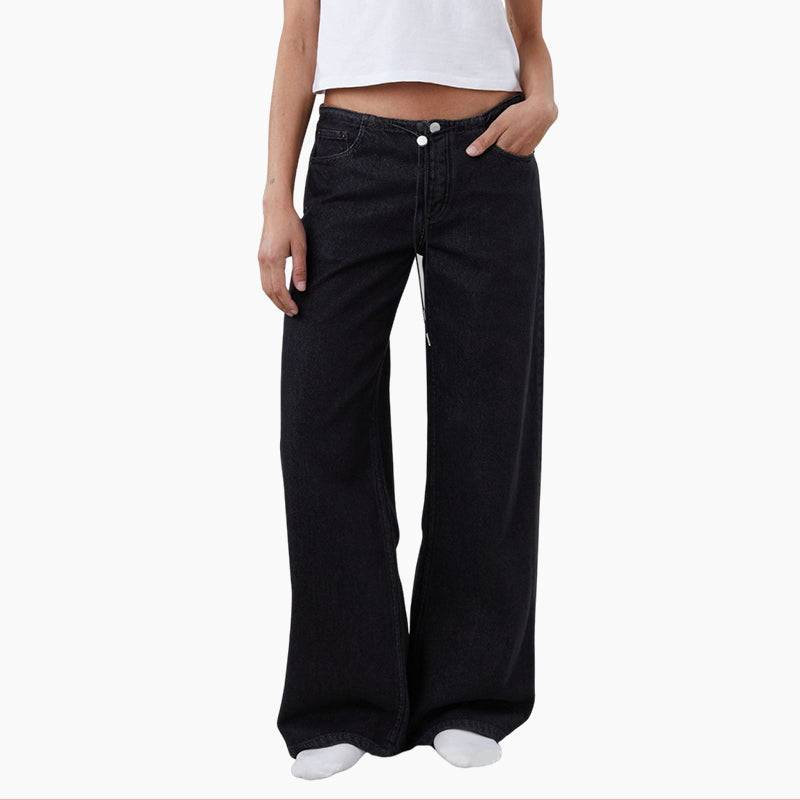 🎀 Salt and sweet! Drawstring adjustable low-rise wide-leg pants for multiple wears 👖