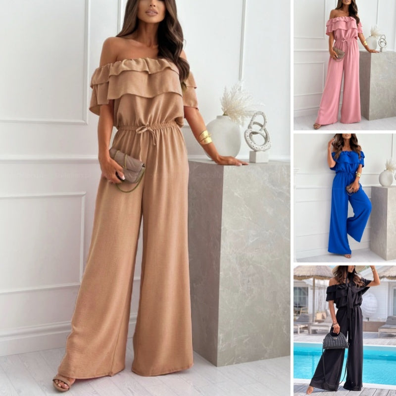 🌞Summer Sale🌺 Women’s Off - Shoulder Ruffle Jumpsuit – 52% OFF
