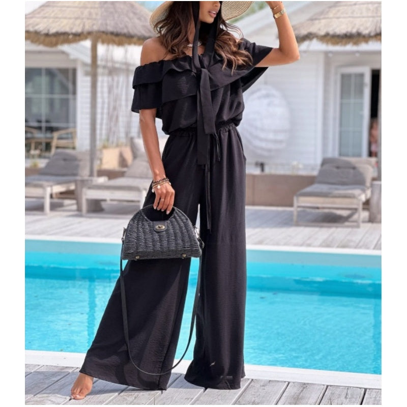 🌞Summer Sale🌺 Women’s Off - Shoulder Ruffle Jumpsuit – 52% OFF
