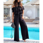 🌞Summer Sale🌺 Women’s Off - Shoulder Ruffle Jumpsuit – 52% OFF