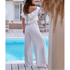 🌞Summer Sale🌺 Women’s Off - Shoulder Ruffle Jumpsuit – 52% OFF