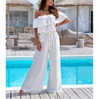 🌞Summer Sale🌺 Women’s Off - Shoulder Ruffle Jumpsuit – 52% OFF
