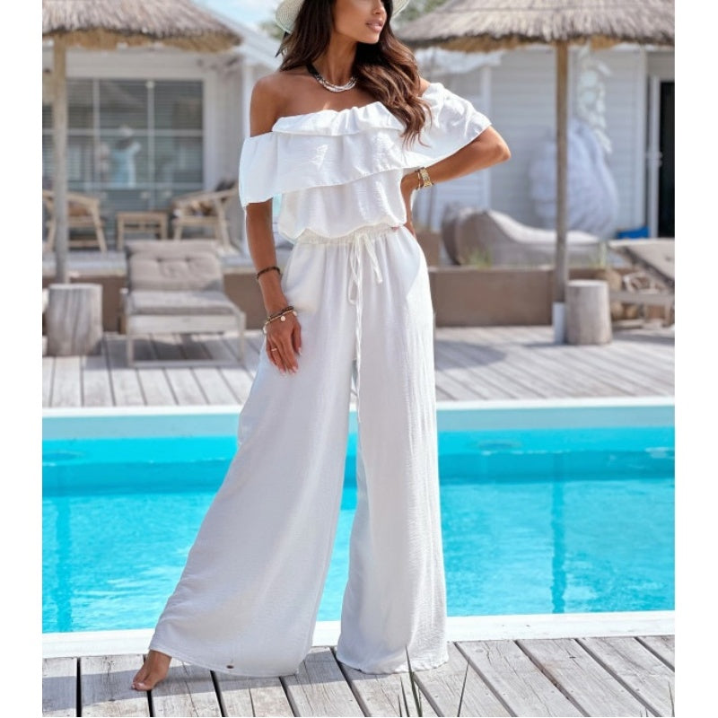 🌞Summer Sale🌺 Women’s Off - Shoulder Ruffle Jumpsuit – 52% OFF