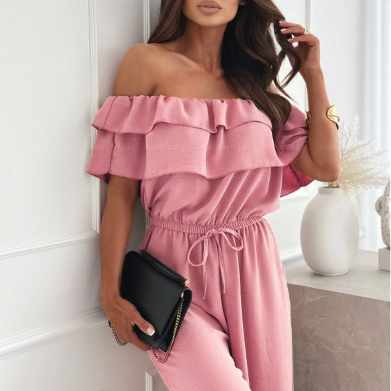 🌞Summer Sale🌺 Women’s Off - Shoulder Ruffle Jumpsuit – 52% OFF