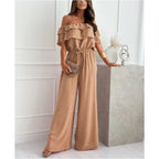 🌞Summer Sale🌺 Women’s Off - Shoulder Ruffle Jumpsuit – 52% OFF