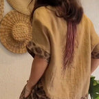 Stitched short-sleeved + wide-leg pants set 👖|Street art sense 🎨 of color block collision