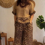 Stitched short-sleeved + wide-leg pants set 👖|Street art sense 🎨 of color block collision