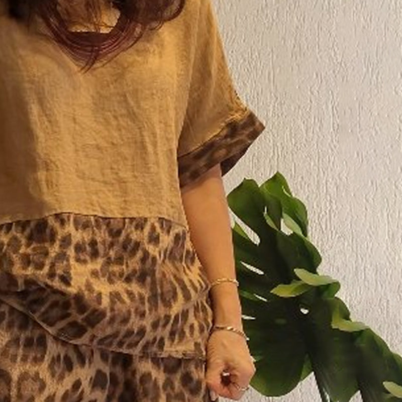 Stitched short-sleeved + wide-leg pants set 👖|Street art sense 🎨 of color block collision