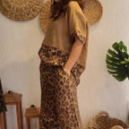 Stitched short-sleeved + wide-leg pants set 👖|Street art sense 🎨 of color block collision